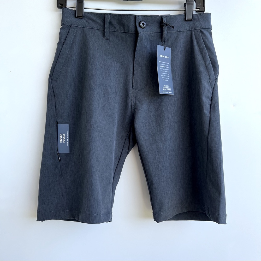 Kenneth Cole Slate Blue Slim Fit Tech Shorts Size 28